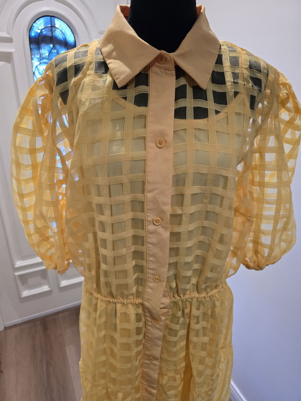 Gridded Organza Tiered Maxi Dress - Picture 3 of 8